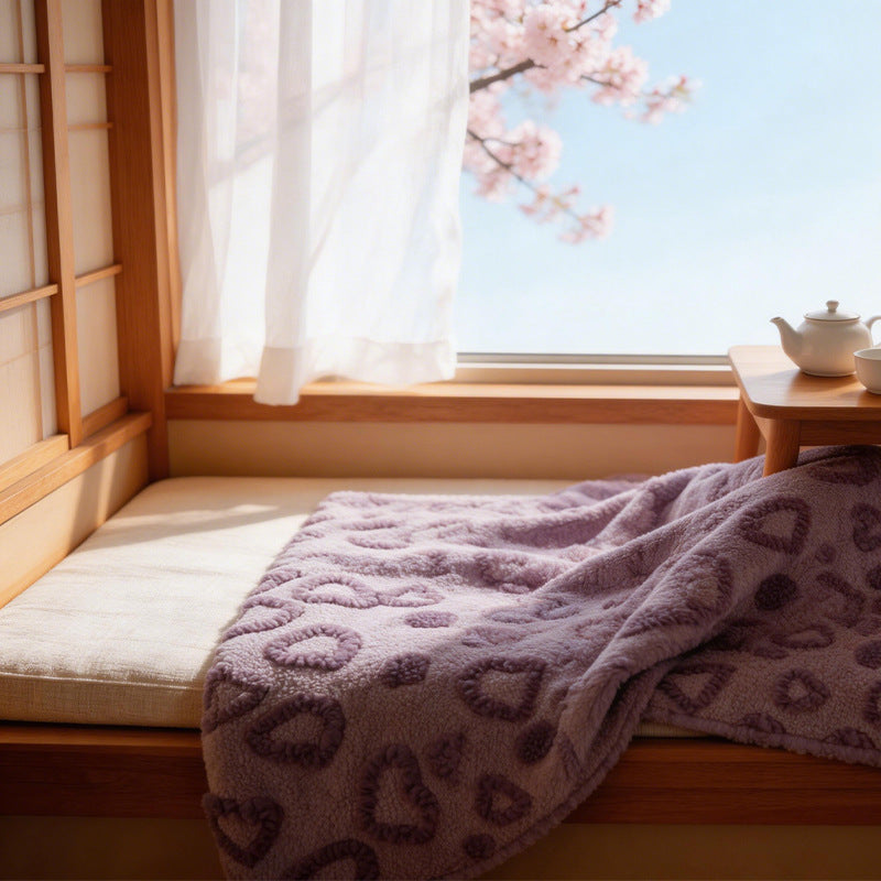 Women's Cozy Fleece Blanket with Heart Design Bowlift