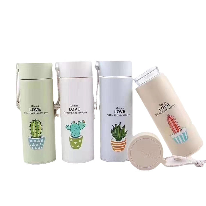 Ladies thermo-insulated drink bottle with creative cactus designs Bowlift