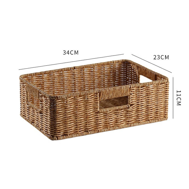 Women's Rectangular Storage Basket Made of Natural Wicker Bowlift