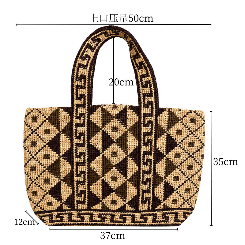 Handwoven Macrame Tote Bag with Geometric Pattern Bowlift