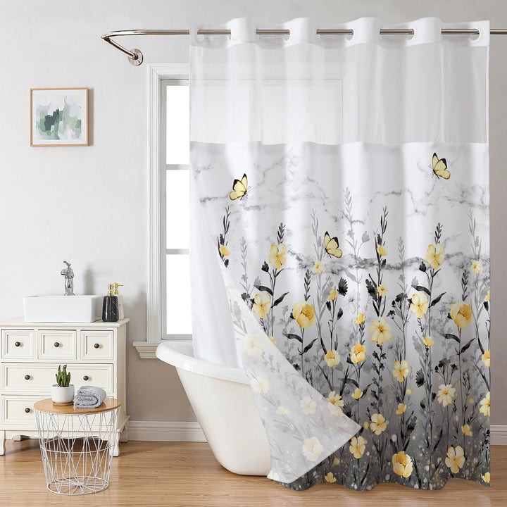 Floral Design Shower Curtain Bowlift