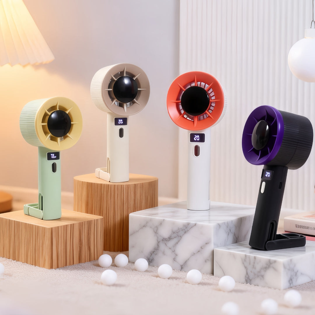 Women's portable table fan with LCD display and USB charging function Bowlift