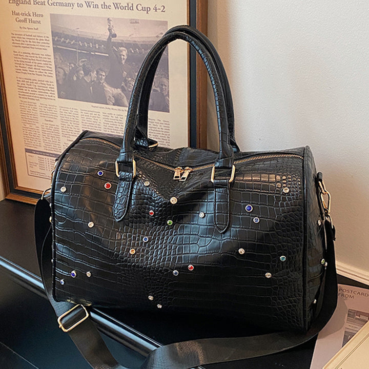 Elegant Handbag with Luxurious Crocodile Pattern and Colorful Applications Bowlift