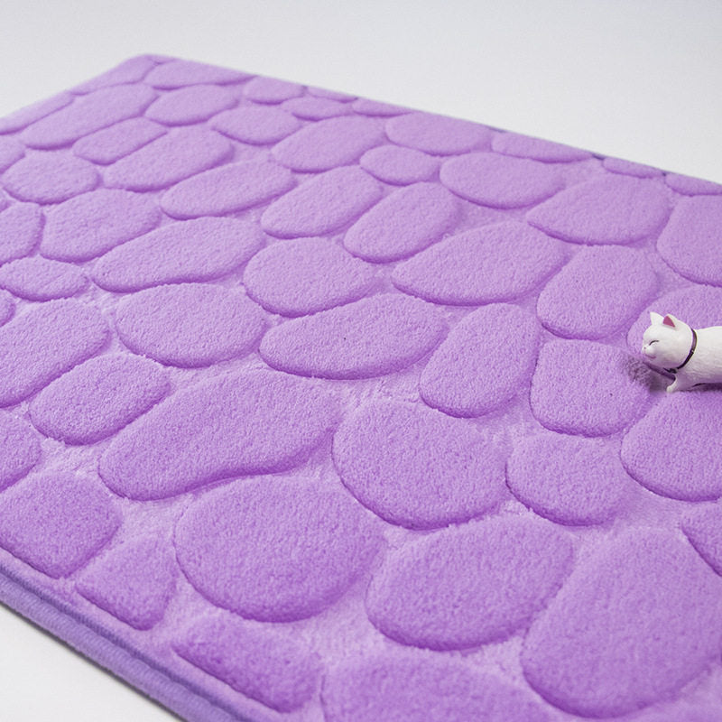 Pebble-Texture Memory Foam Bath Mat Set with U-Shaped Toilet Contour and Rectangular Non-Slip Rug Bowlift