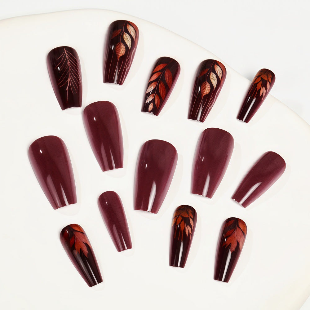 Premium Artificial Nails with Botanical Motif Bowlift
