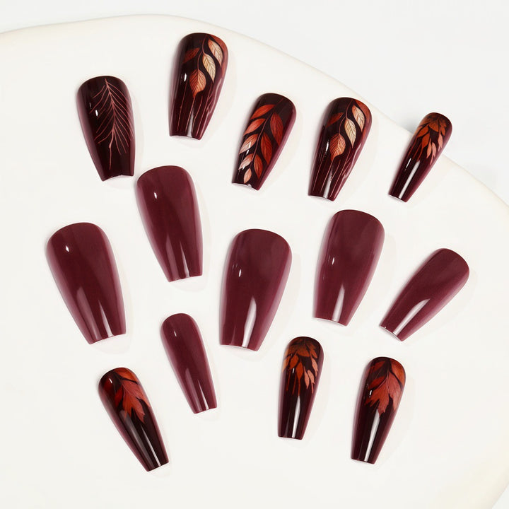 Premium Artificial Nails with Botanical Motif Bowlift