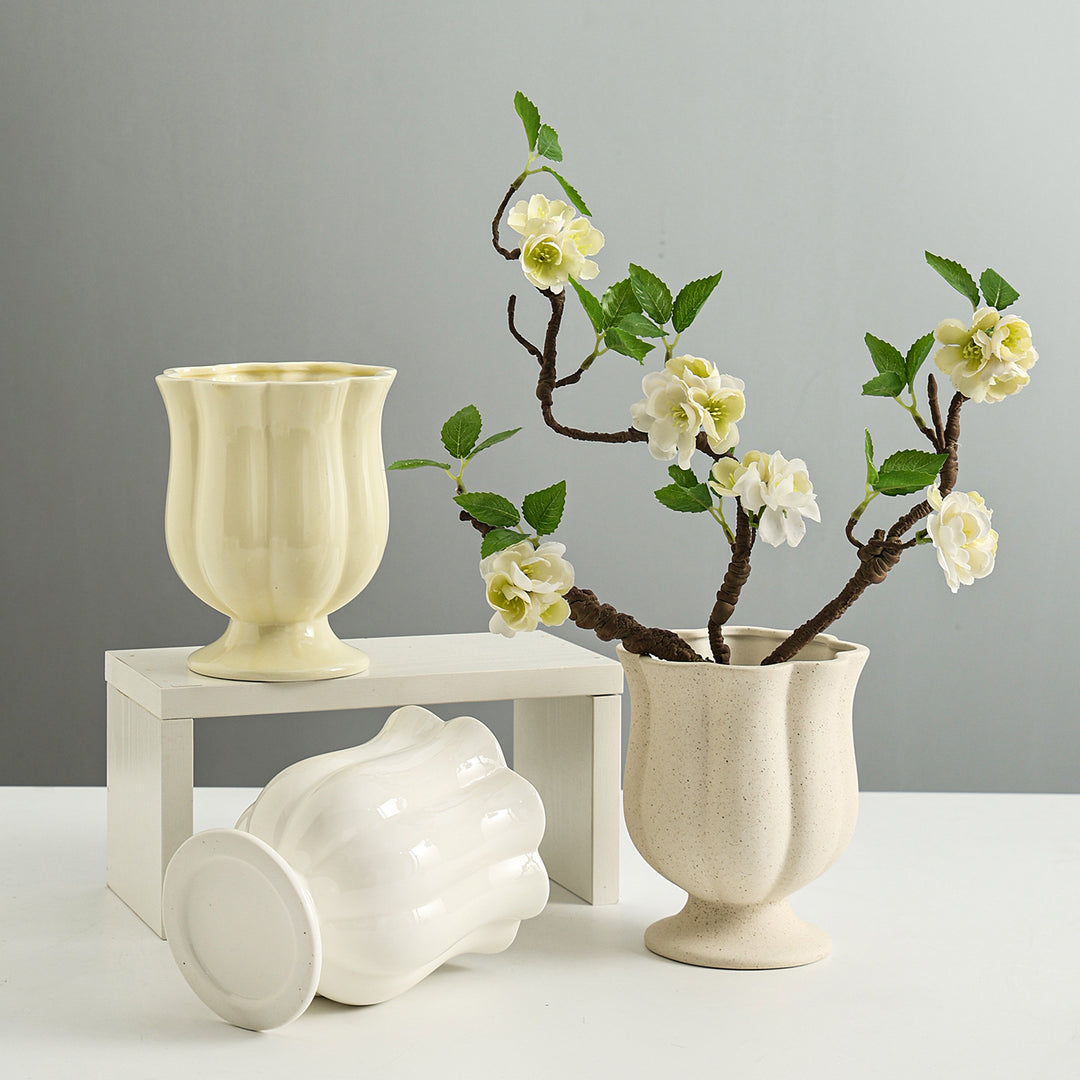 Elegant Sculpted Ceramic Flower Pot