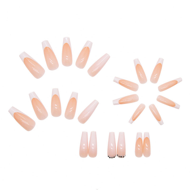 Elegant artificial nail set with high gloss and French tip colors Bowlift