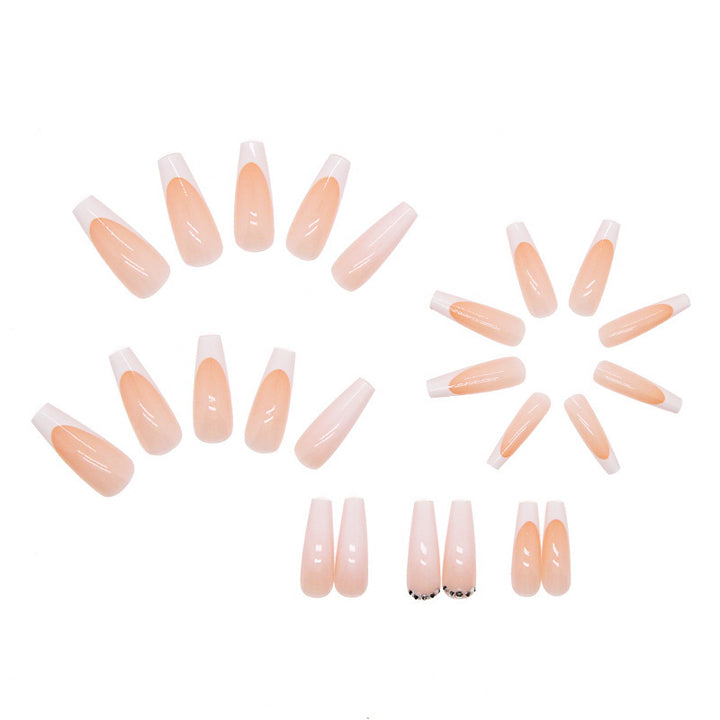 Elegant artificial nail set with high gloss and French tip colors Bowlift