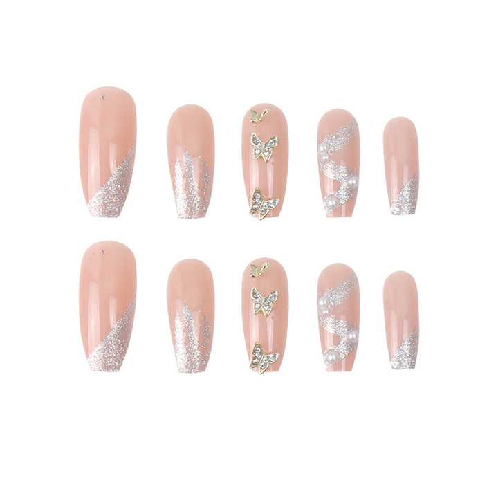Glittery Decorative Butterfly Press-On Nails Bowlift