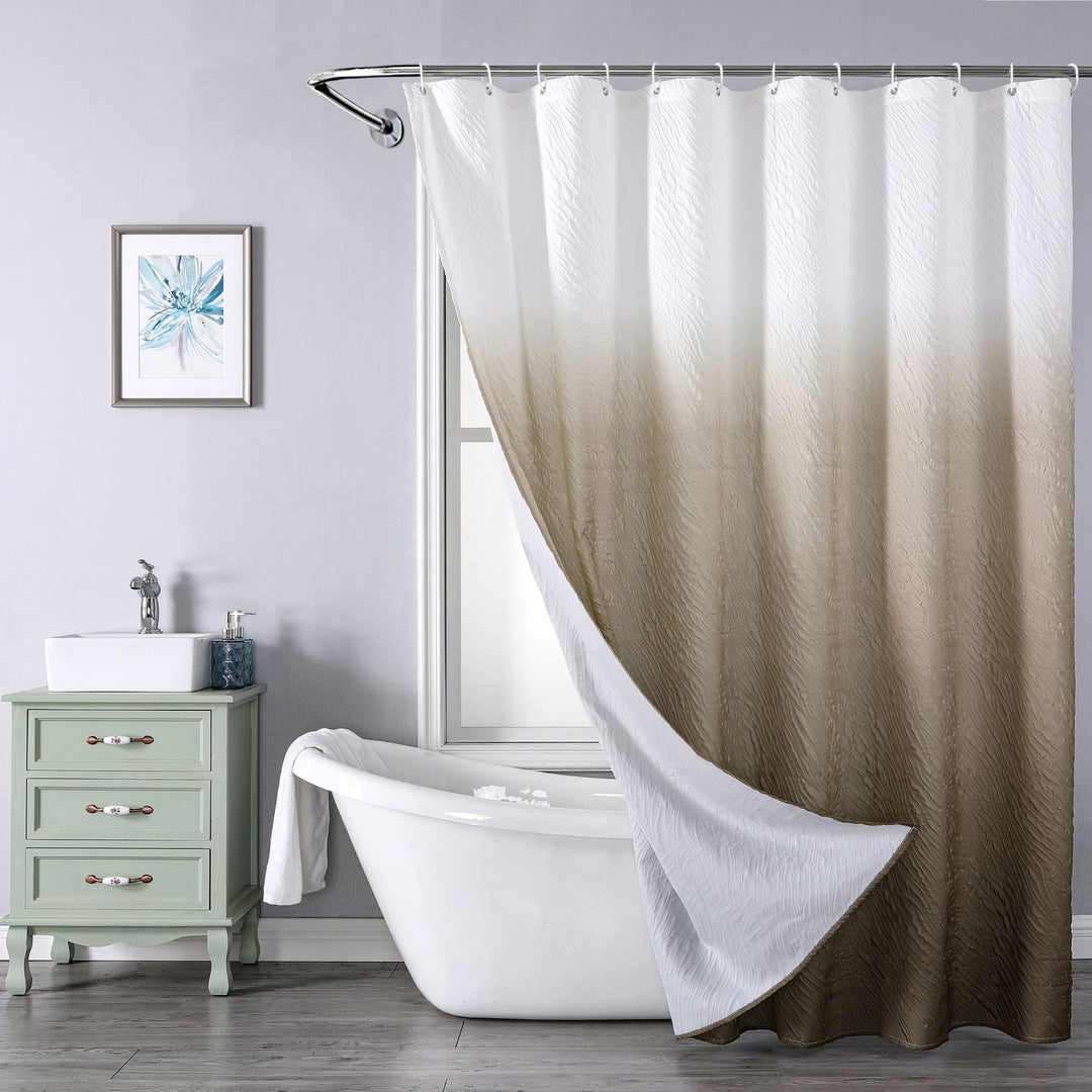 Textured Leaf Motif Shower Curtain Bowlift