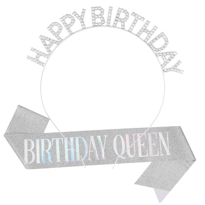 Ladies Glittering Headband with "Happy Birthday" Inscription Bowlift