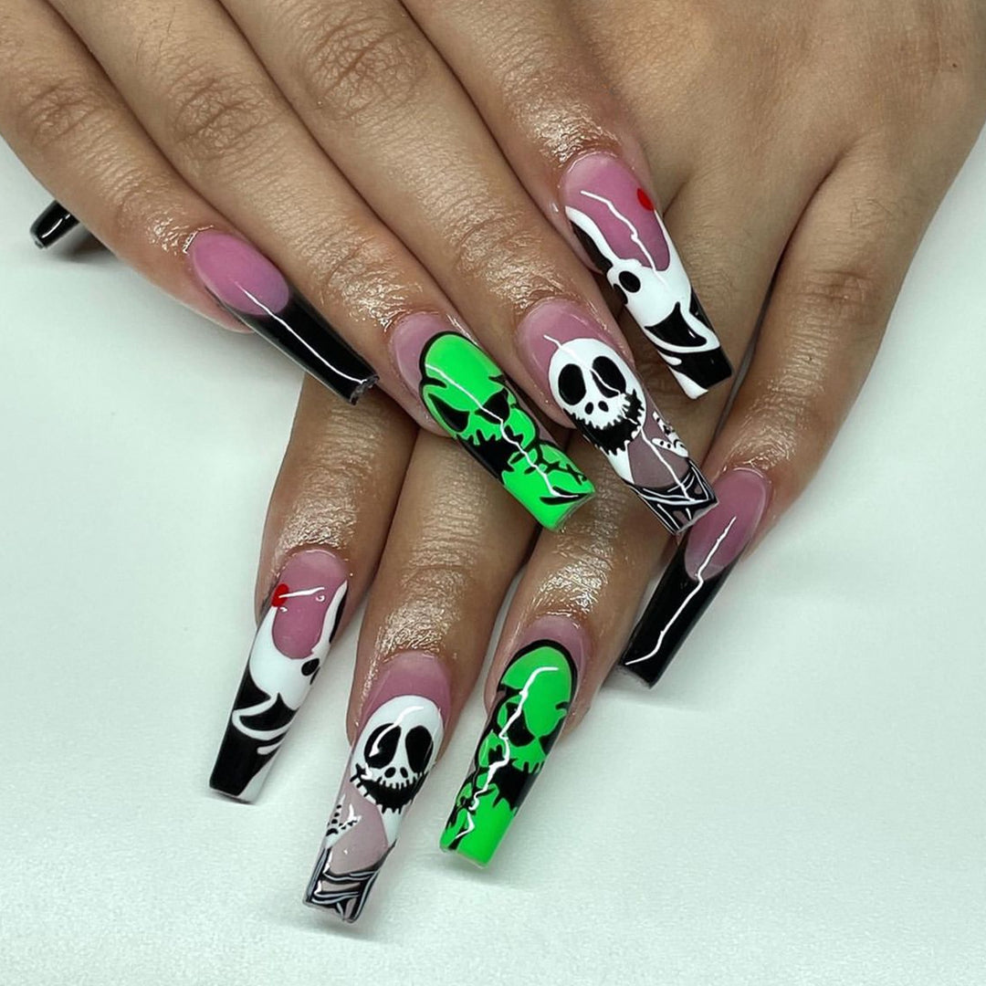 Whimsical Skull Art Nail Extensions Bowlift
