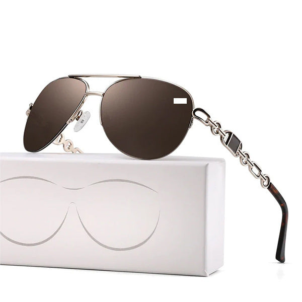 Women Aviator Sunglasses with Fashionable Chain Detail Bowlift