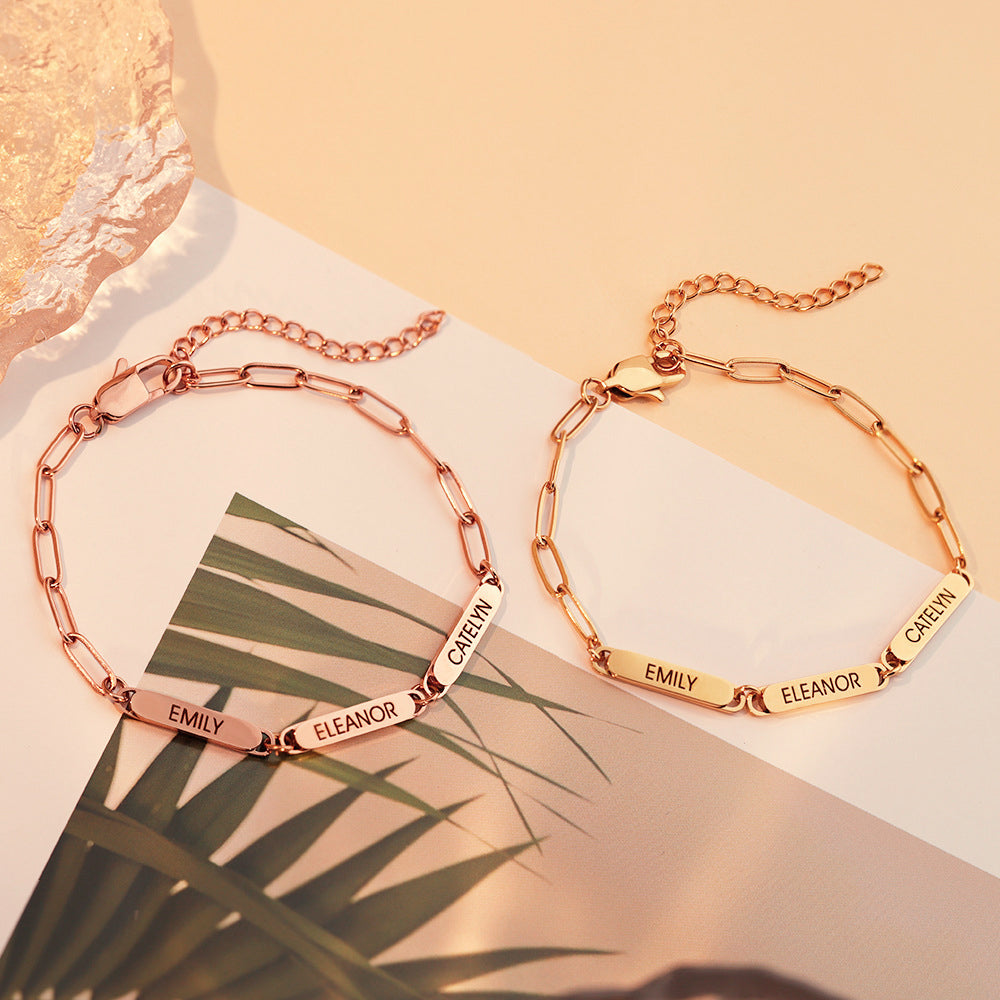 BowLift | Personalized Family Names Paperclip Bracelet