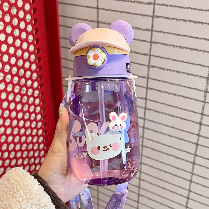 Women Playful Children's Drinking Bottle with Integrated Straw Bowlift