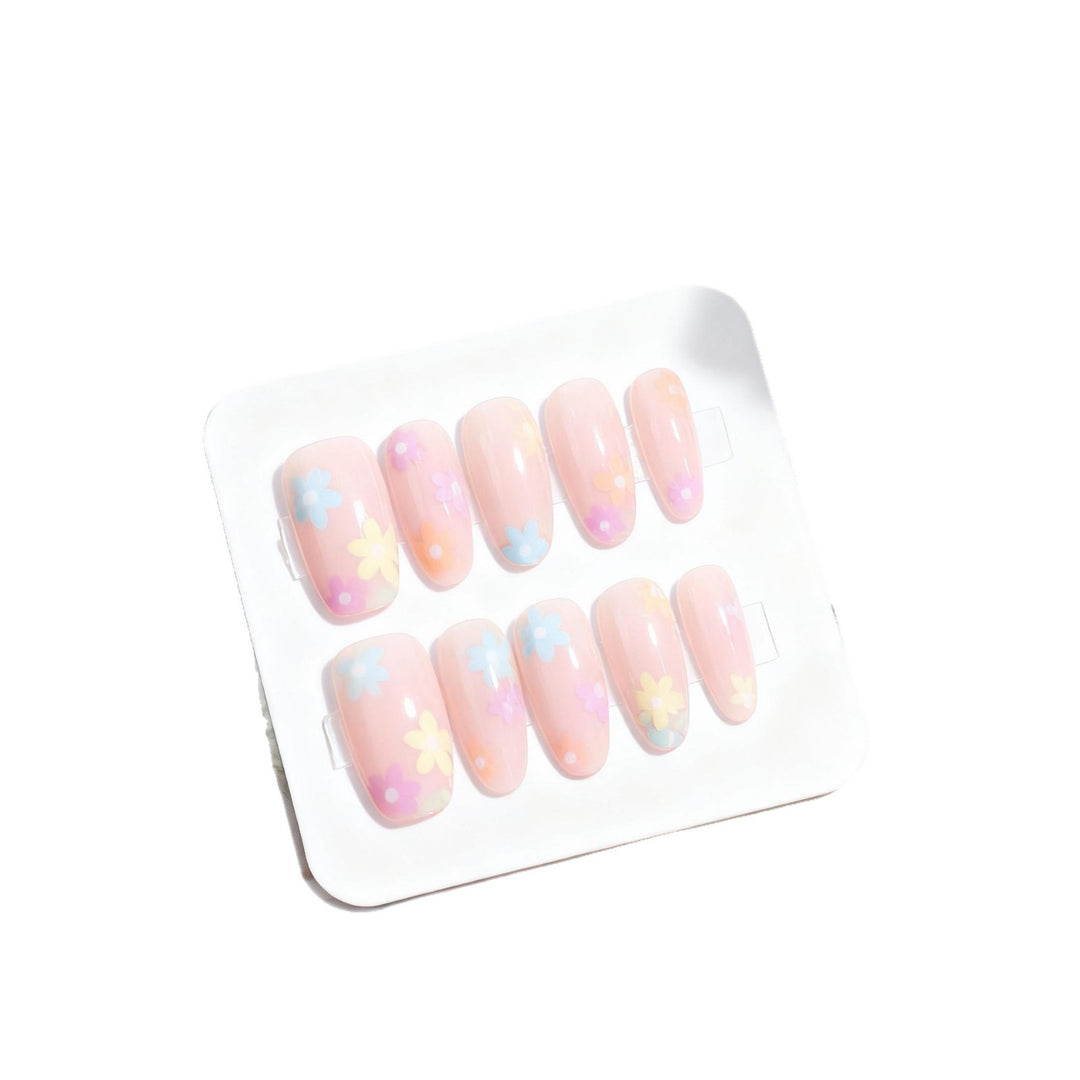 Floral-Themed Press-On Nail Design Bowlift