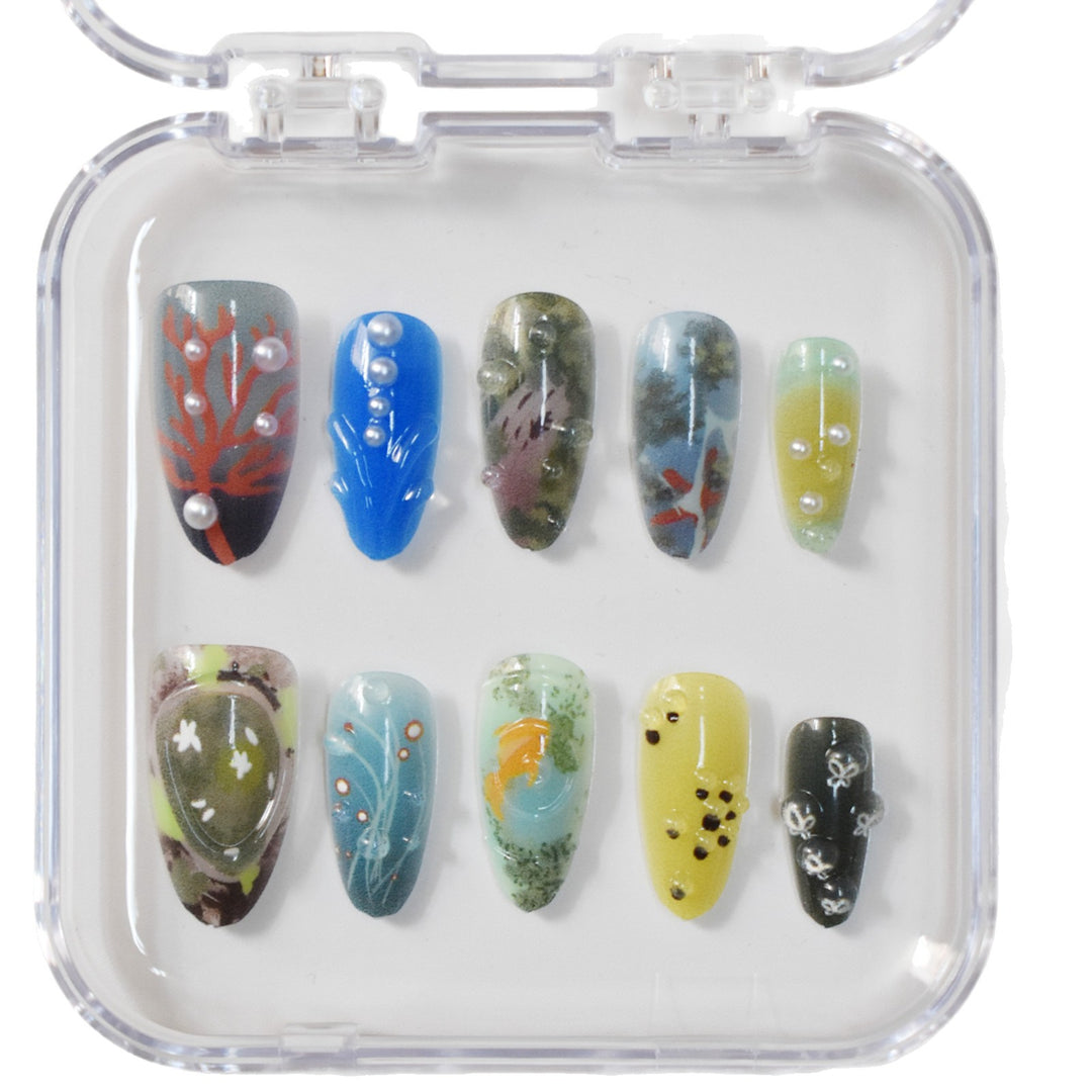 Artistic Ocean-Inspired Press-On Nails Bowlift