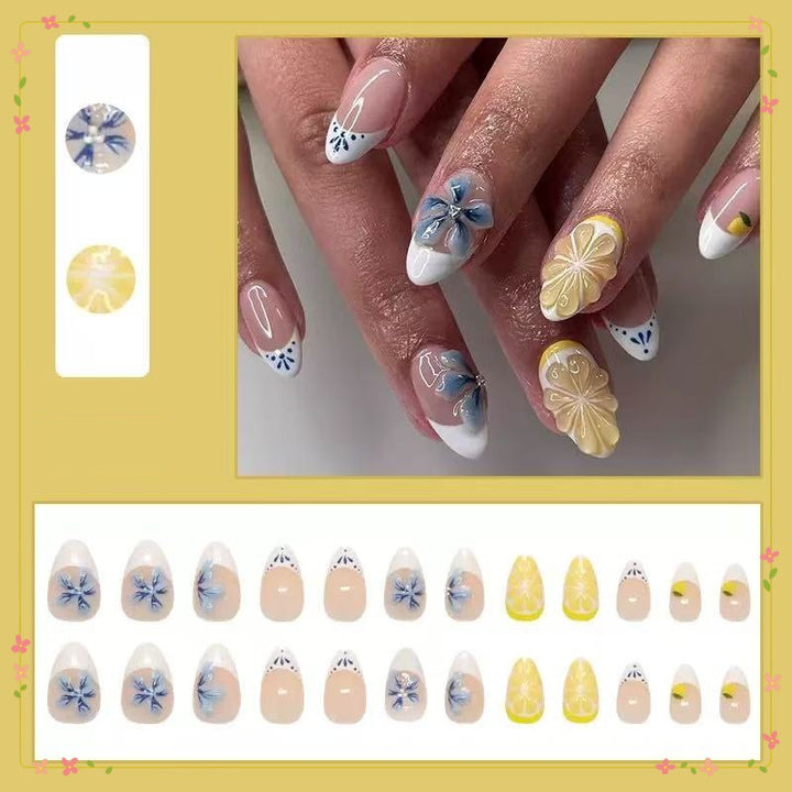 Artistic artificial nails with floral and fruity accents Bowlift