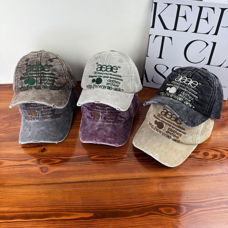 Women's Distressed Corduroy Baseball Cap Bowlift