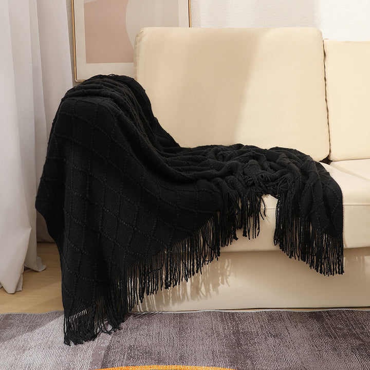 Women’s knitted blanket with textured wave pattern Bowlift