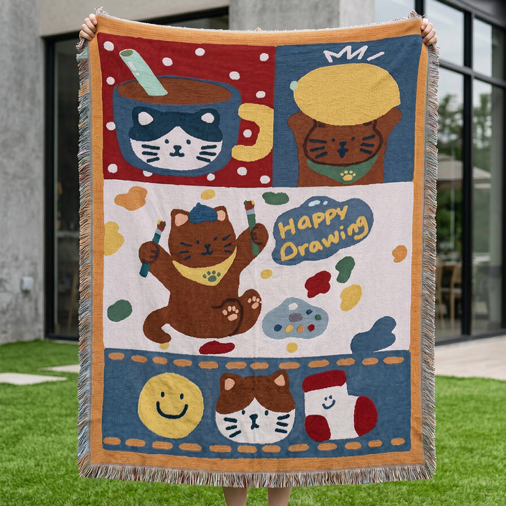 Playful Spring-Themed Throw Blanket