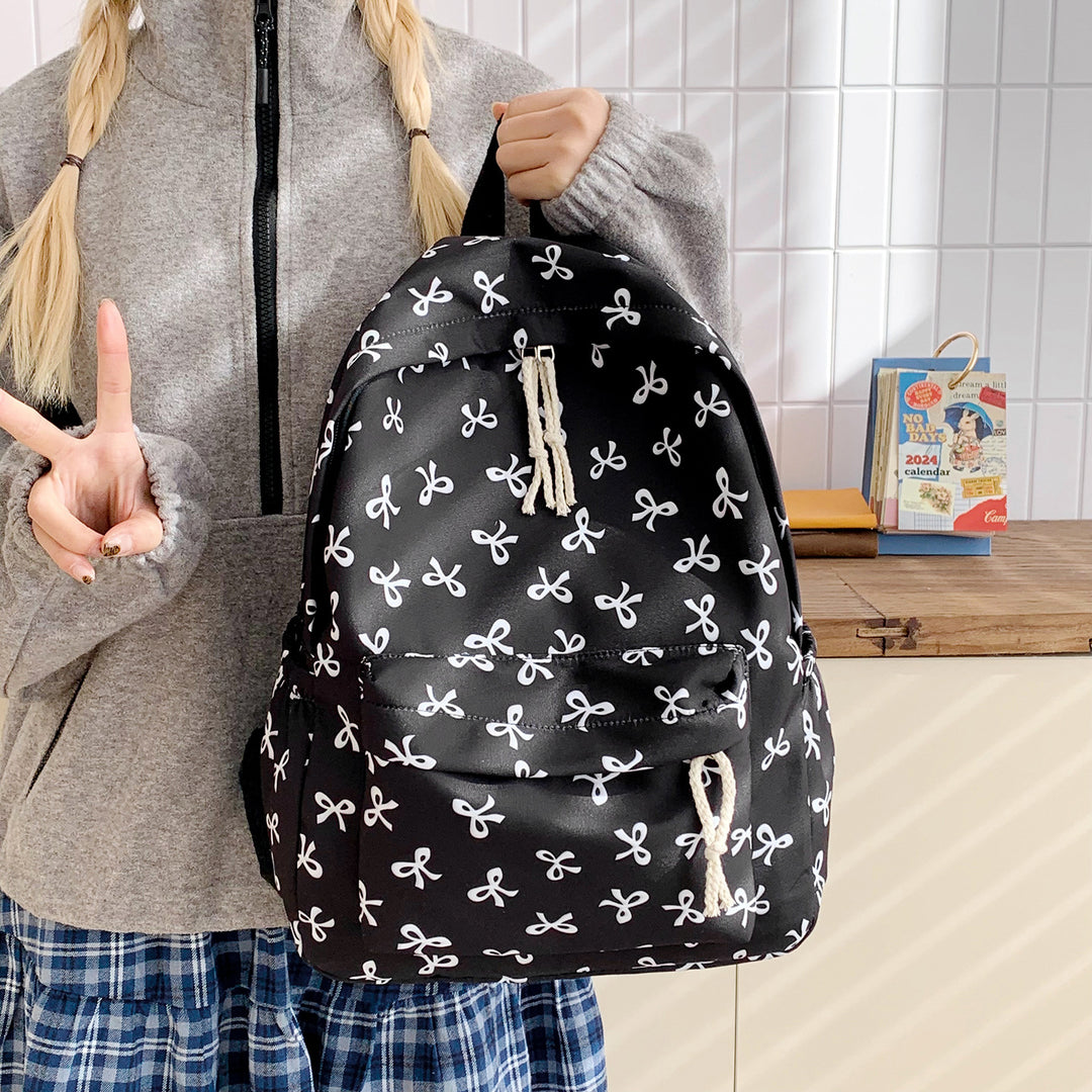 Backpack with Creative Bow Motif and Thoughtful Storage Spaces Bowlift