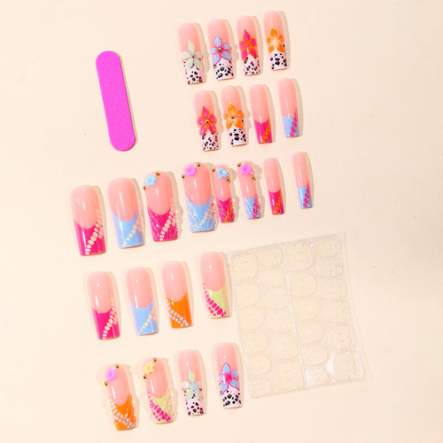 Vibrant Floral 3D Nail Art Extensions Bowlift