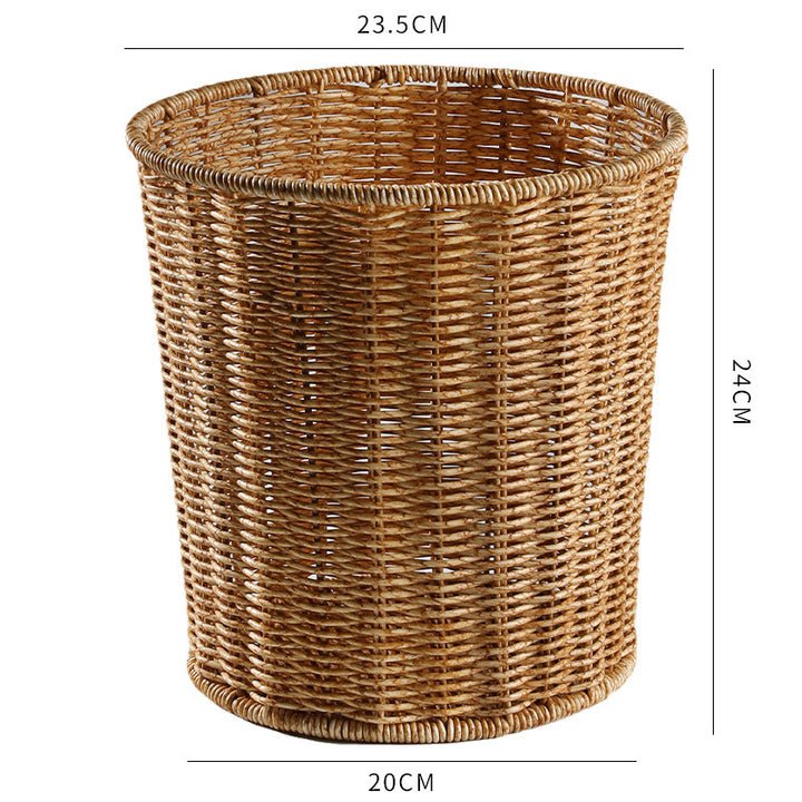 Handwoven Round Wicker Waste Basket Bowlift