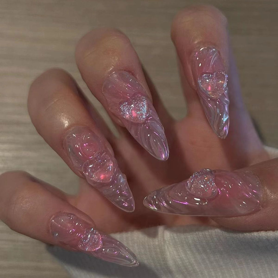 Artful Nail Tips with Transparent Design Bowlift