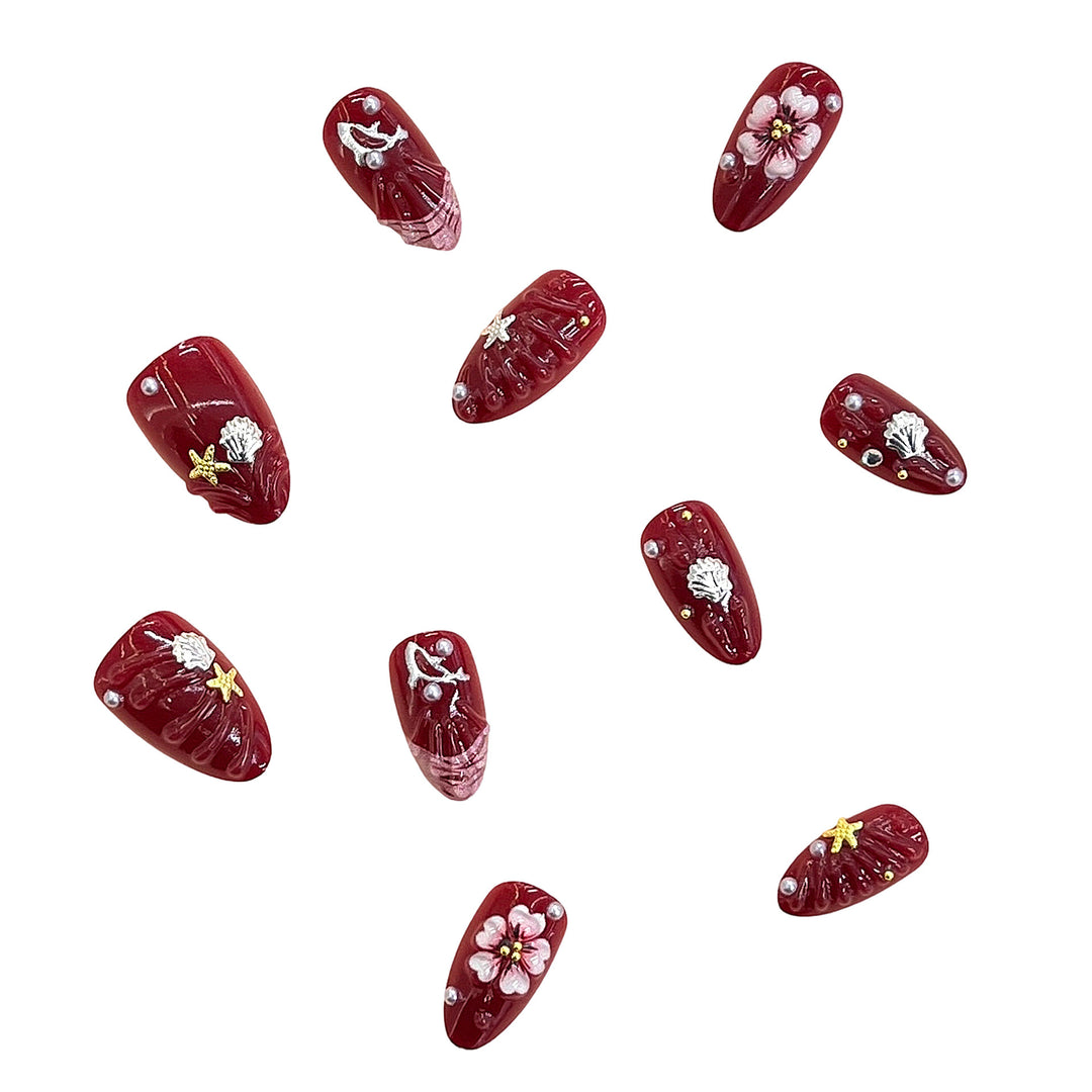 Artistic Floral Design Press-On Nail Set Bowlift 1787225330