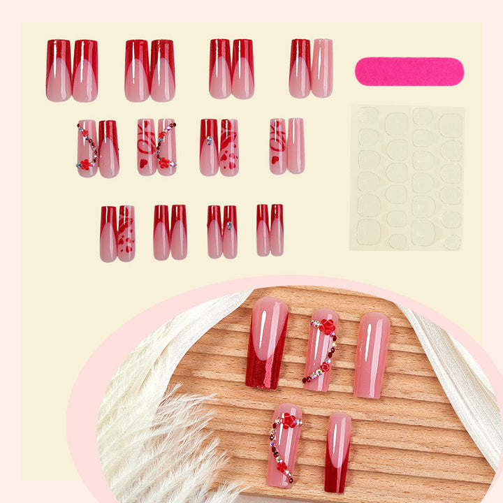Elegant Press-On Nail Art Set with Floral and Glitter Accents Bowlift
