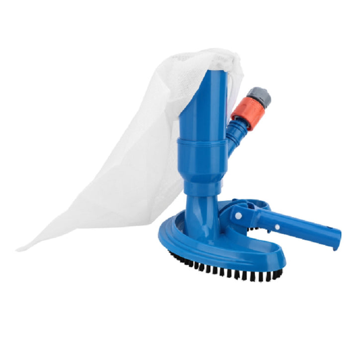 Telescopic pool vacuum head with heavy duty scrubbing bristles and fine mesh debris collection bag Bowlift