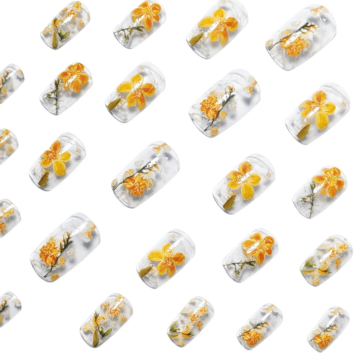 Artistic Floral Resin Nail Art Bowlift
