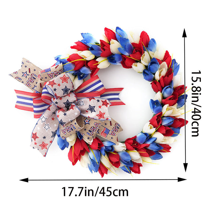 Unisex nan festive door and wall wreath made of foam roses and wrapped textile ribbon Bowlift