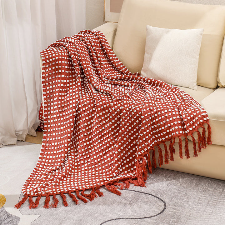 Women's Structured Throw Blanket with Fringes Bowlift
