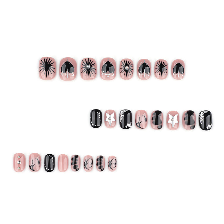 Artful nail design with elegant black and white design Bowlift