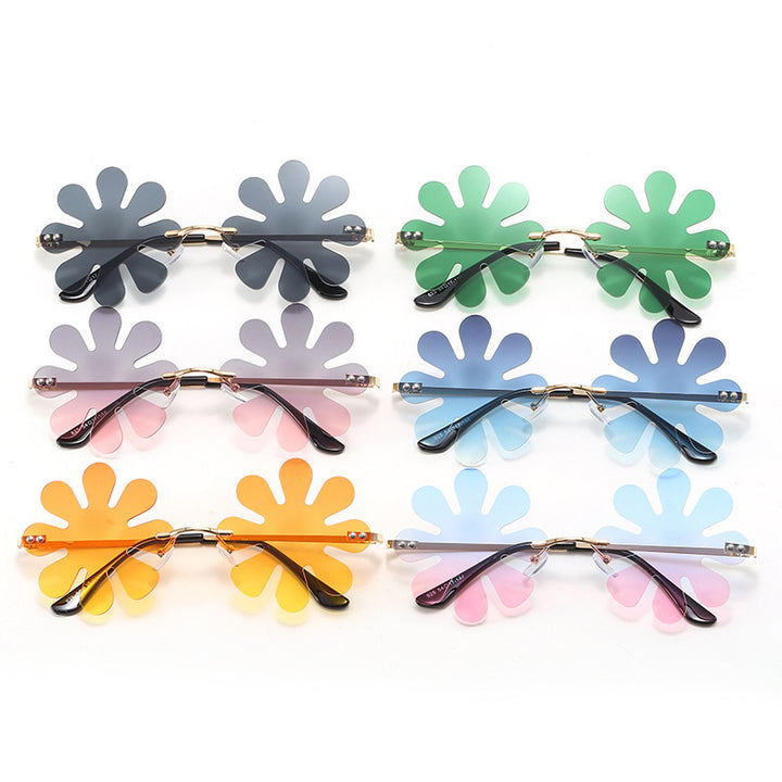 Women Playful Flower Sunglasses with Stylish Metal Frame Bowlift
