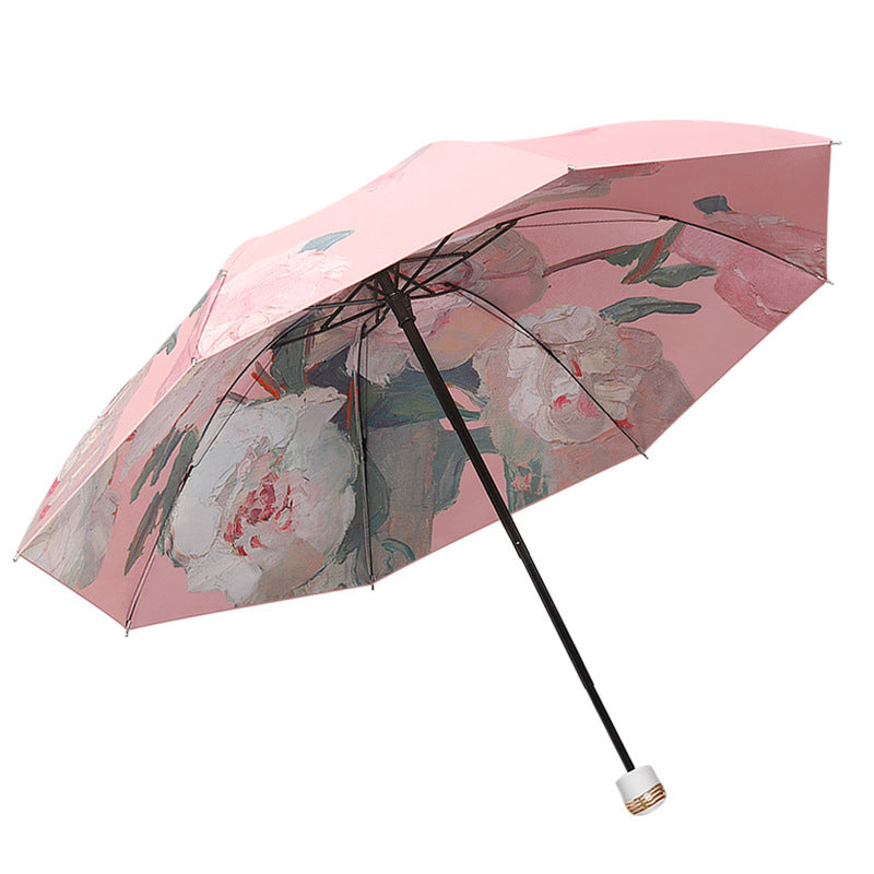 Ladies umbrella with blooming rose pattern Bowlift
