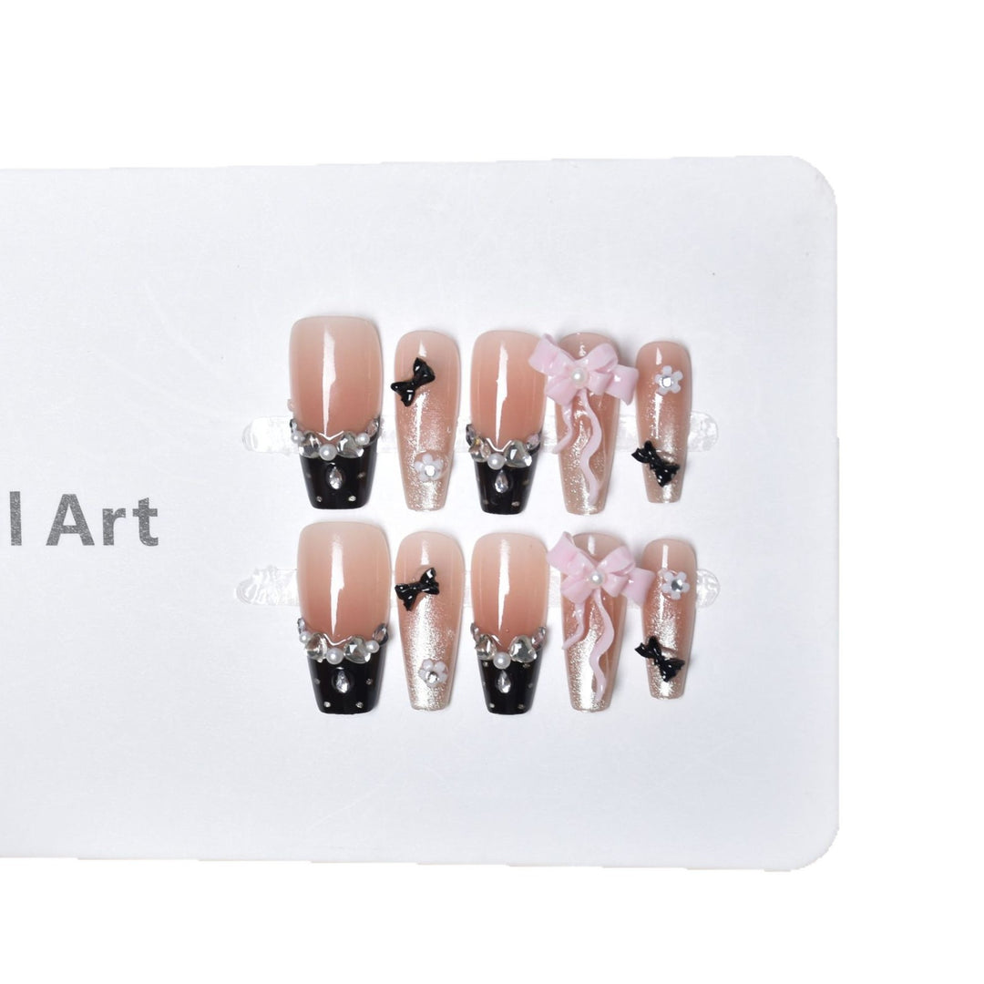 Elegant Decorative Press-On Nail Art Set Bowlift