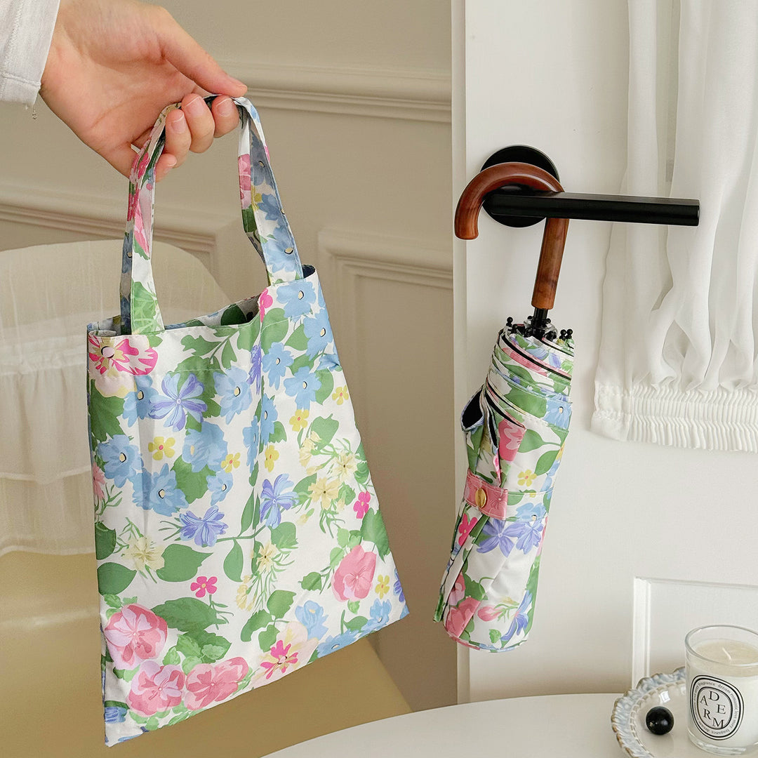 Women Folding Umbrella with Exquisite Floral Design Bowlift