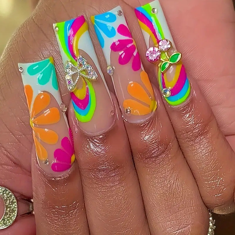 Vibrant Artistic Press-On Nail Set Bowlift