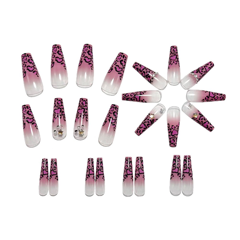 Artificial nails with leopard pattern and rhinestone details Bowlift
