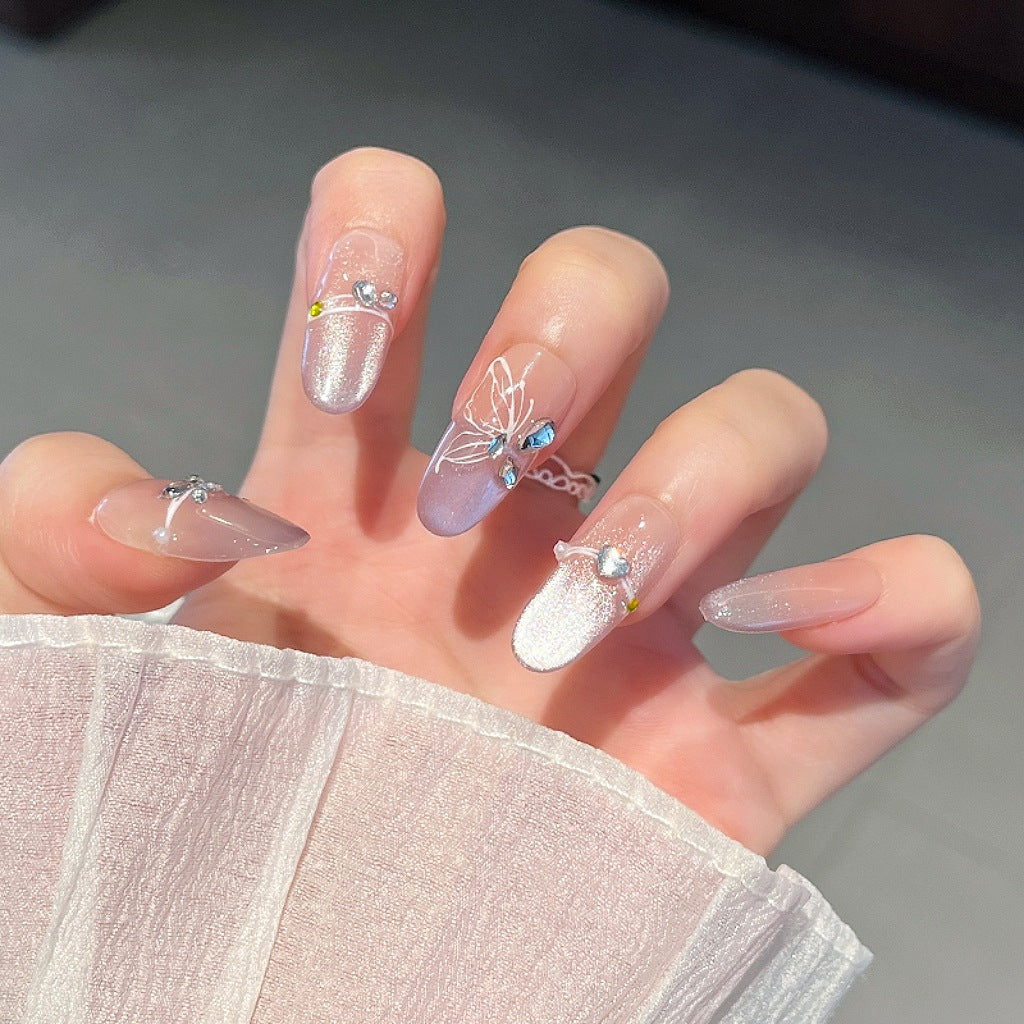 Premium Rhinestone-Embellished Nail Art Extensions Bowlift