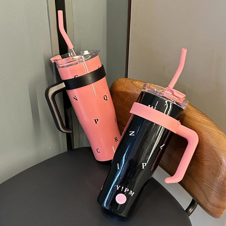 Women Practical Insulated Drinking Bottle with Integrated Carry Handle Bowlift