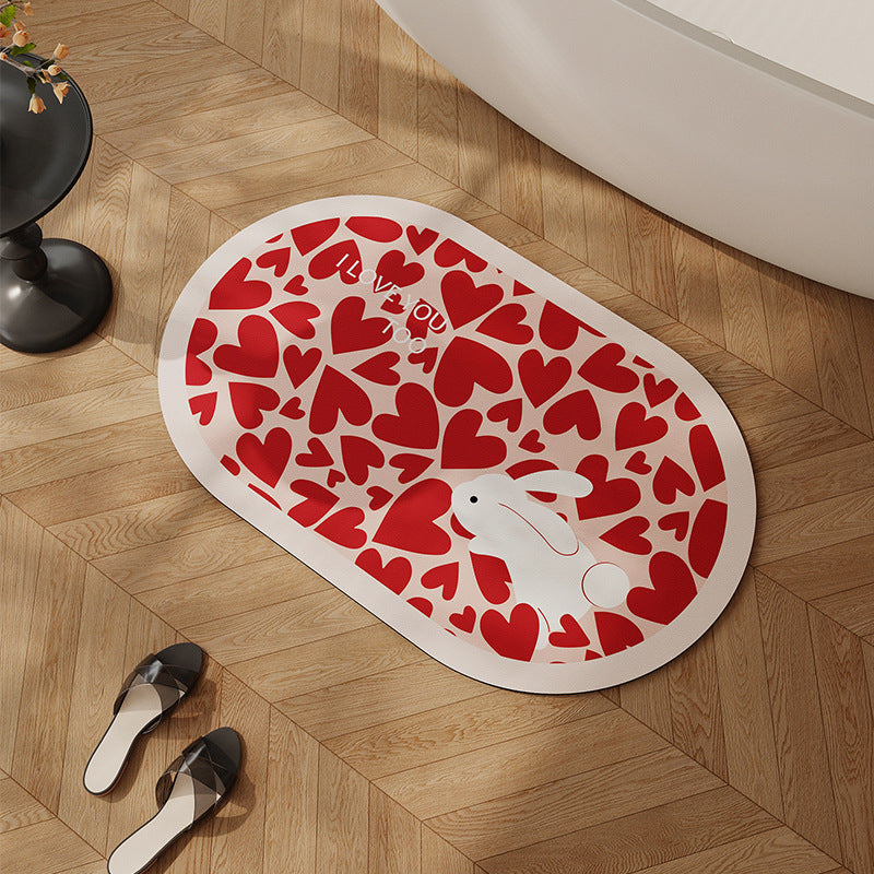 Heart-Shaped Floral Bath Mat Bowlift