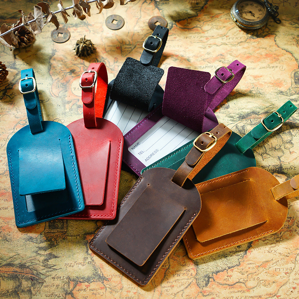 Leather Luggage Tag with Adjustable Buckle Bowlift