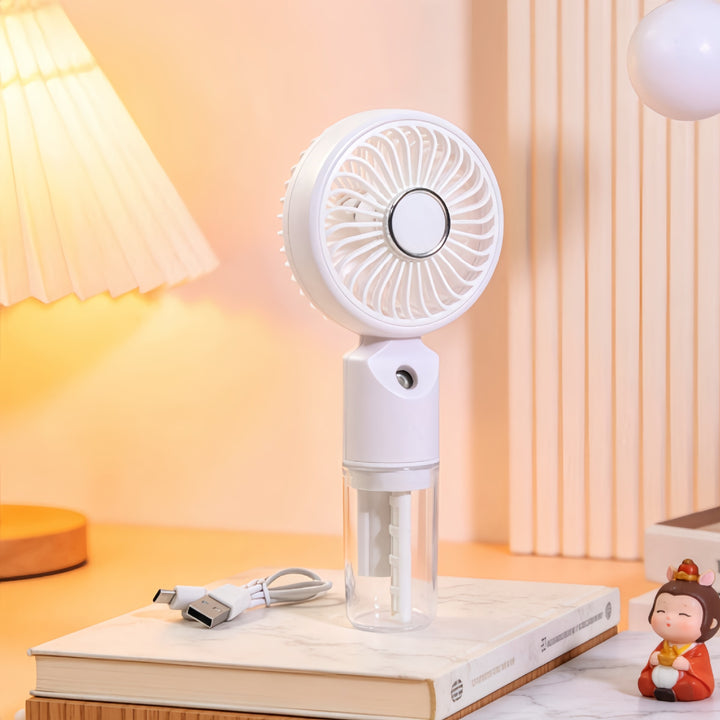Women Portable Spray Fan with USB Connection and Innovative Design Bowlift