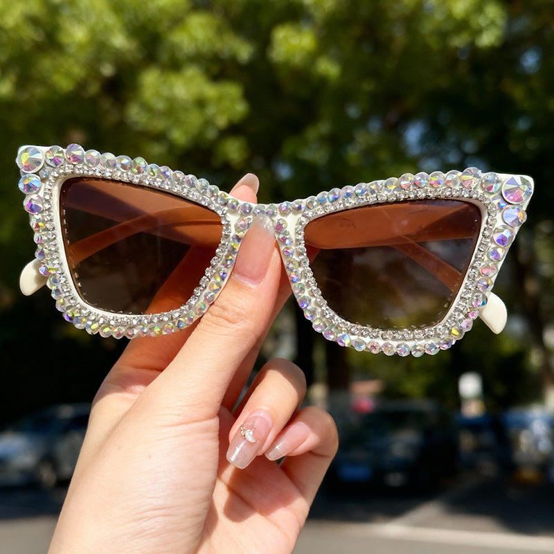 Rhinestone-Accented Cat-Eye Sunglasses Bowlift