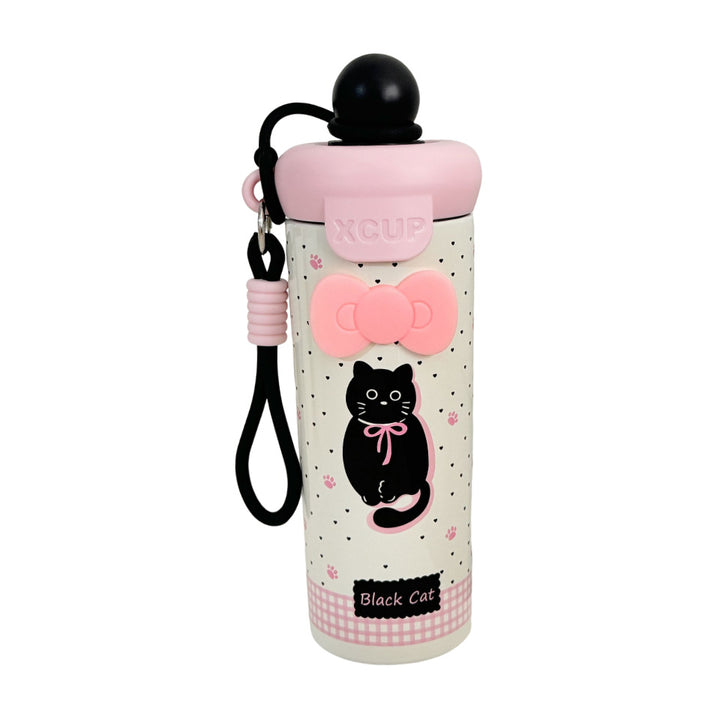 Women's water bottle with cute bunny design and integrated carabiner Bowlift